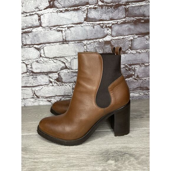 Sartore Paris Brown Leather Ankle Chelsea Vibram Heel Booties Women’s 38EU/7M US - Picture 12 of 16